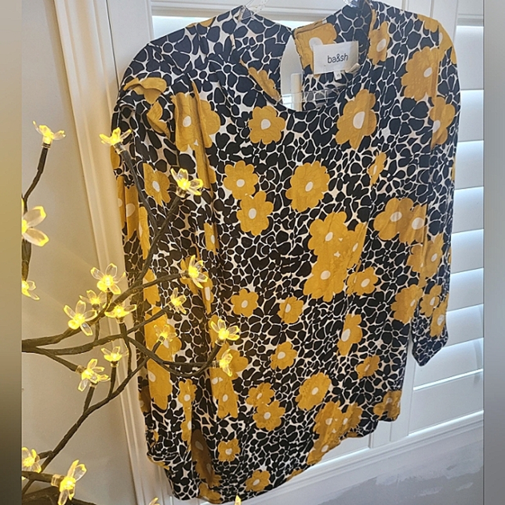 ba&sh Black and Yellow Floral Blouse XS - Picture 2 of 4